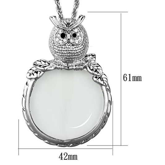 3W917 - Rhodium Brass Magnifier pendant with Top Grade Crystal in Clear