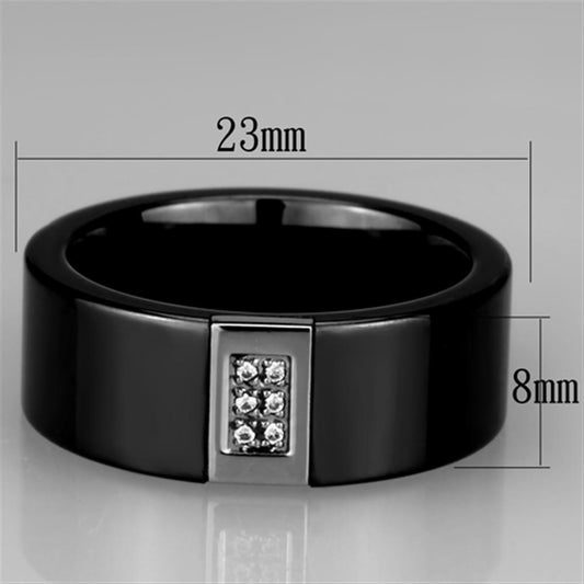 3W953 - High polished (no plating) Stainless Steel Ring with Ceramic in Jet