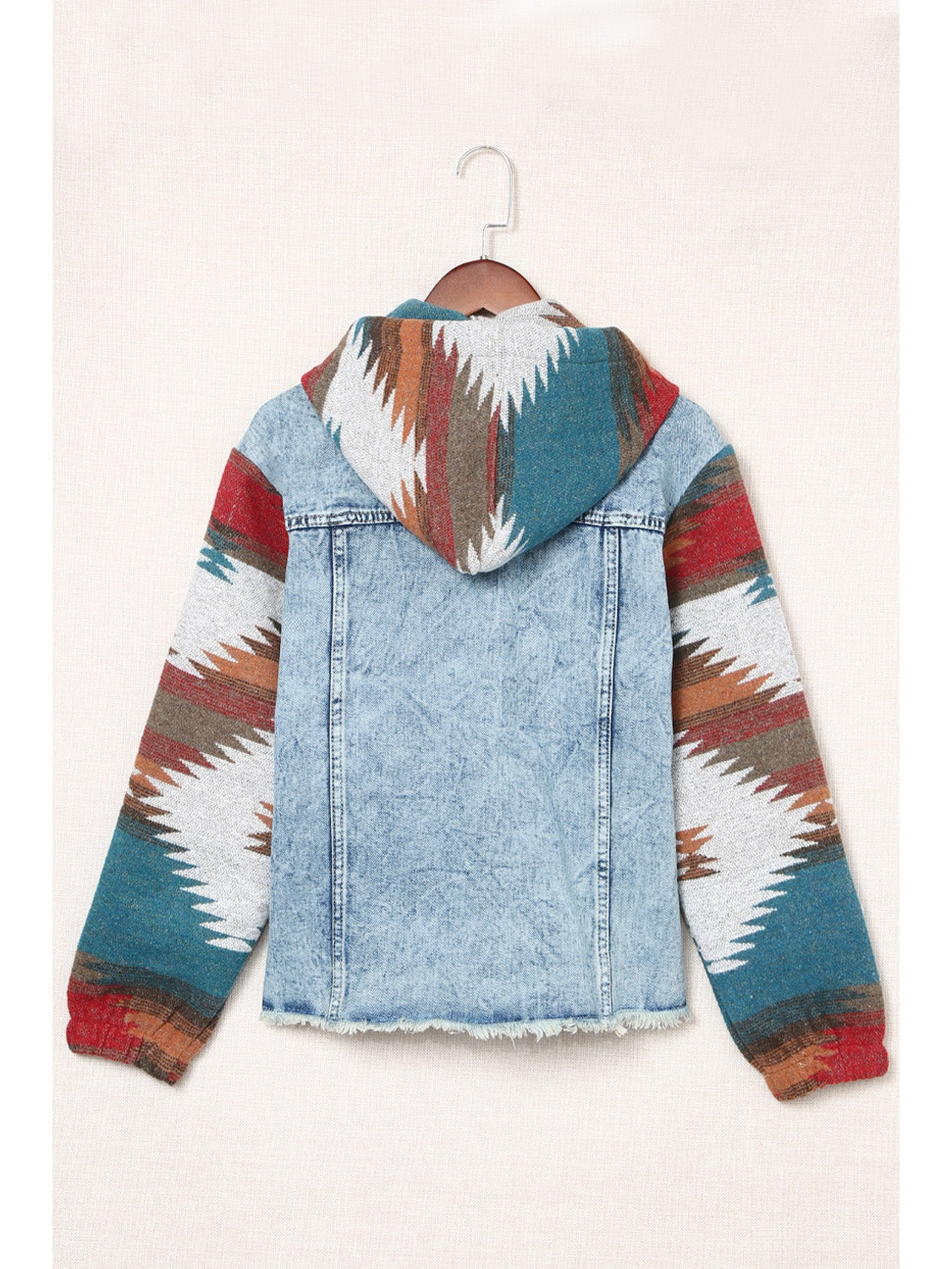 Women Drawstring Hooded Pocketed Denim Jacket