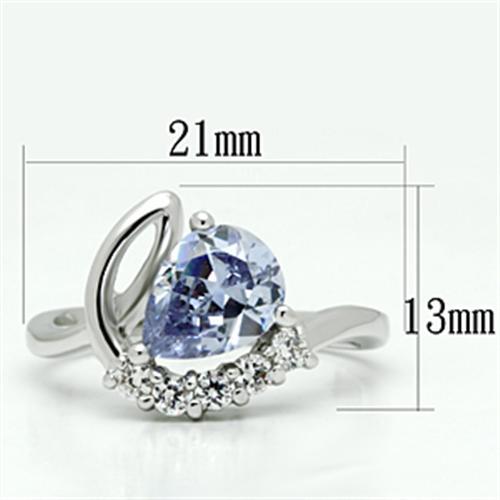 3W030 - Rhodium Brass Ring with AAA Grade CZ in Light Amethyst