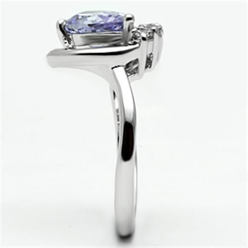 3W030 - Rhodium Brass Ring with AAA Grade CZ in Light Amethyst