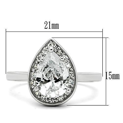 3W111 - Rhodium Brass Ring with AAA Grade CZ in Clear