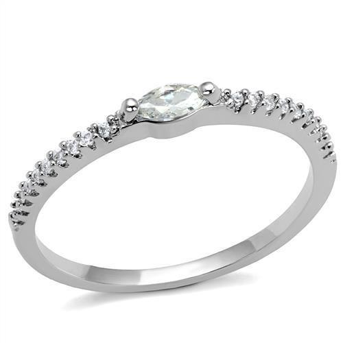 3W1225 - Rhodium Brass Ring with AAA Grade CZ in Clear