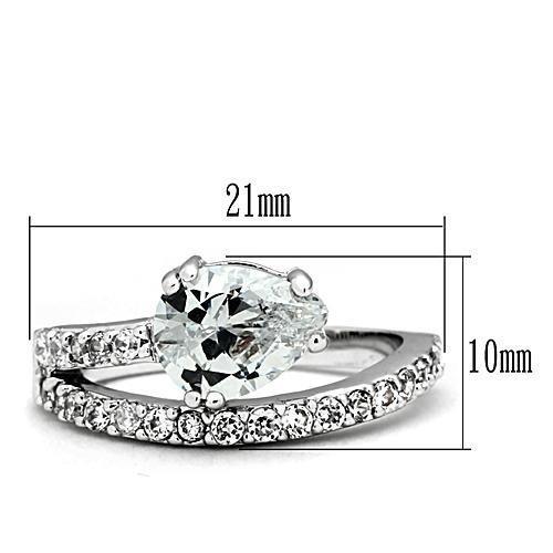 3W136 - Rhodium Brass Ring with AAA Grade CZ in Clear