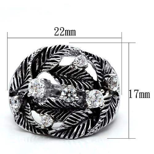 3W211 - Rhodium Brass Ring with AAA Grade CZ in Clear