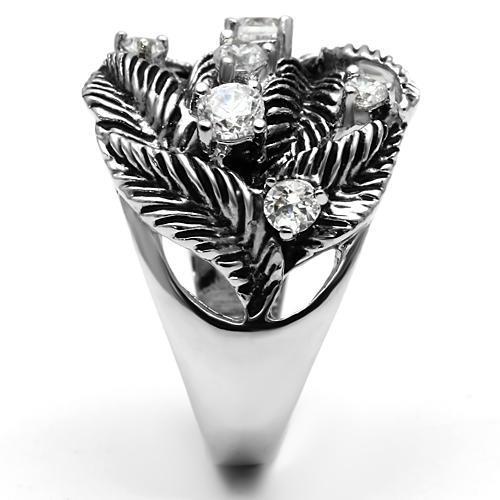 3W211 - Rhodium Brass Ring with AAA Grade CZ in Clear