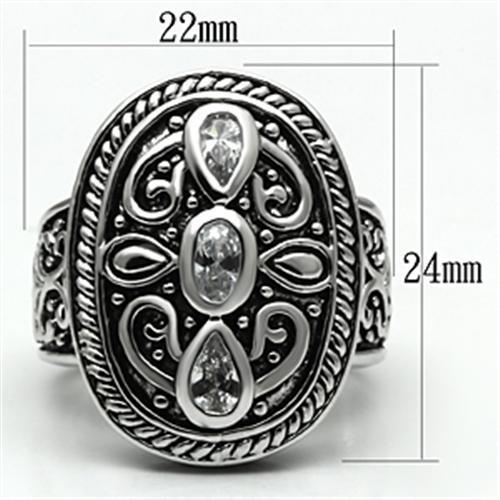 3W252 - Rhodium Brass Ring with AAA Grade CZ in Clear
