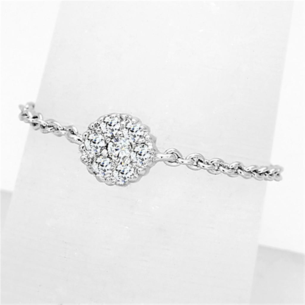 3W516 - Rhodium Brass Ring with AAA Grade CZ in Clear