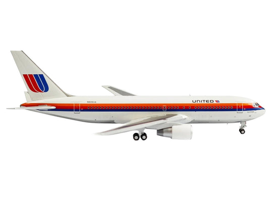 Boeing 767-200 Commercial Aircraft "United Airlines" (N606UA) White with Stripes 1/400 Diecast Model by V1:400