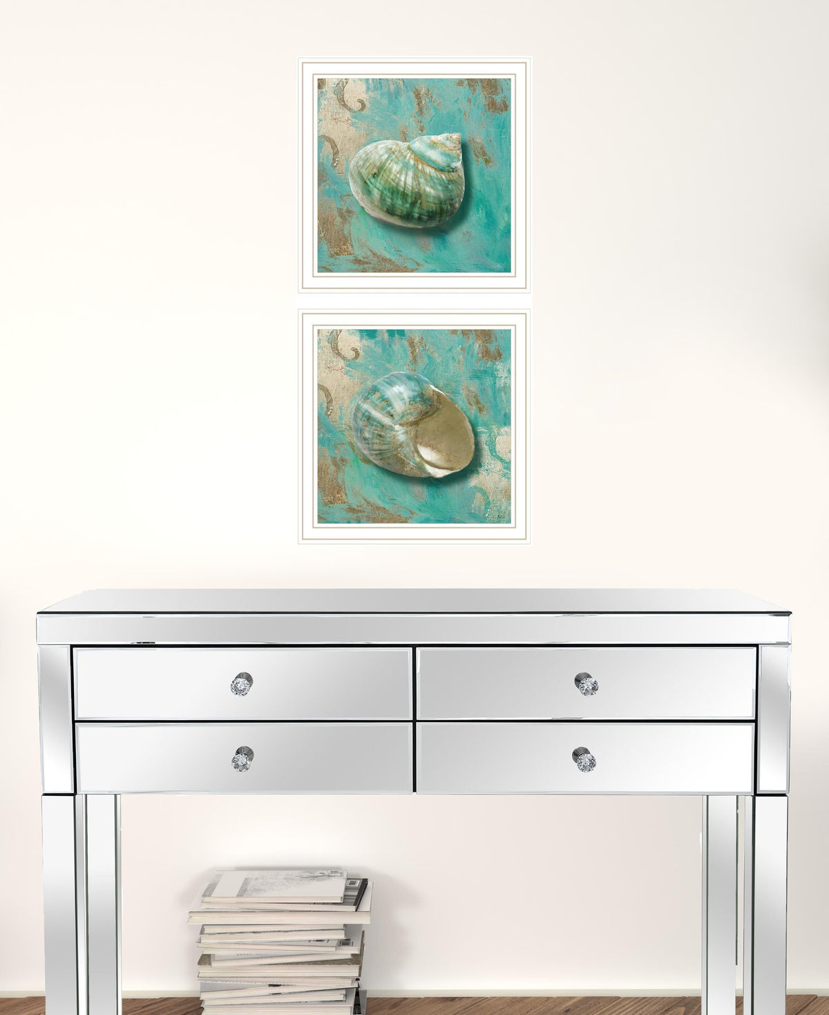 Set Of Two Azurica I and Sea II 2 White Framed Print Wall Art