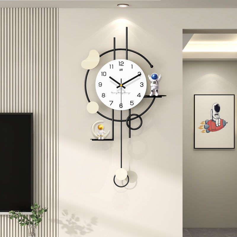 Modern Astronaut Pendulum Wall Clock Space Themed Home Decor