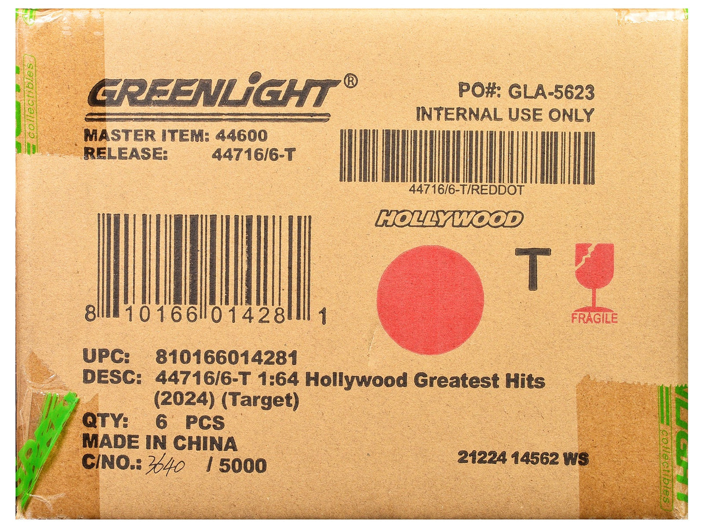 "Hollywood Greatest Hits" (2024) Set of 6 pieces 1/64 Diecast Model Cars by Greenlight