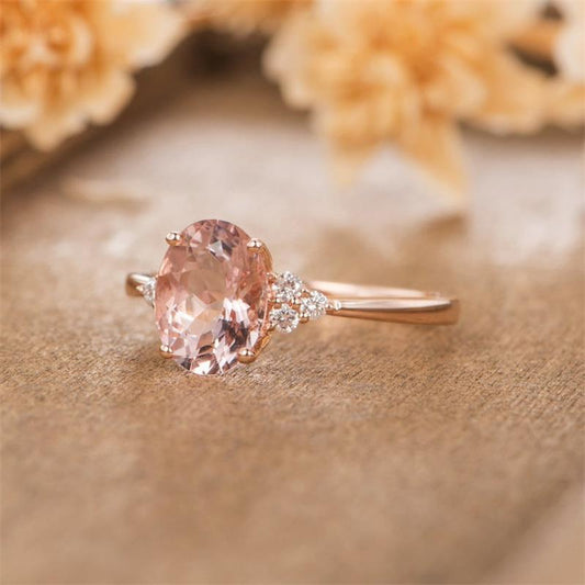 Oval Zircon Ring Female European And American