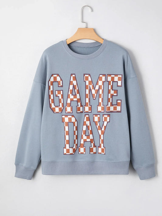 Game Day Checkered Oversized Sweatshirt