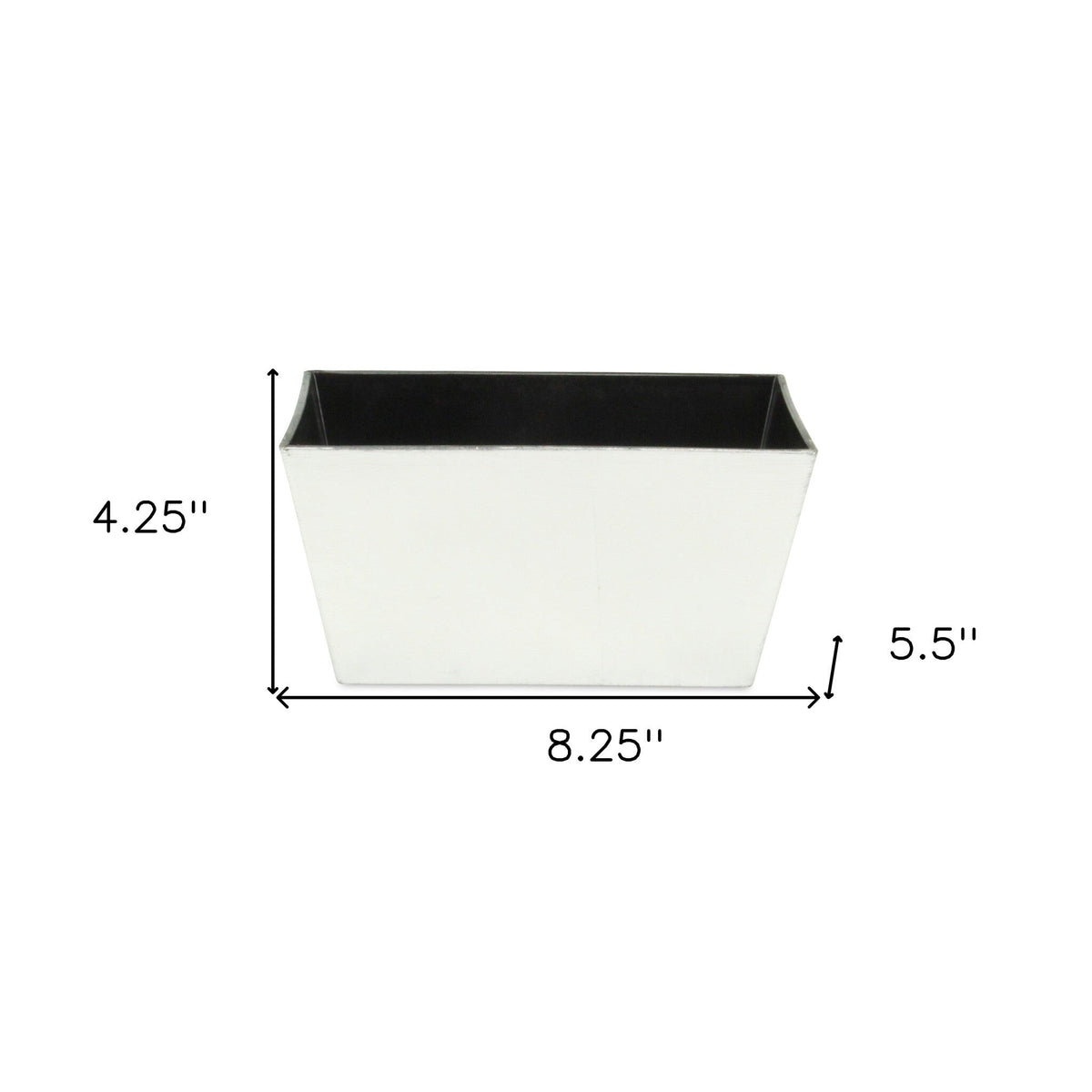 8" Silver Recycled Plastic Indoor Outdoor Rectangular Planter Box