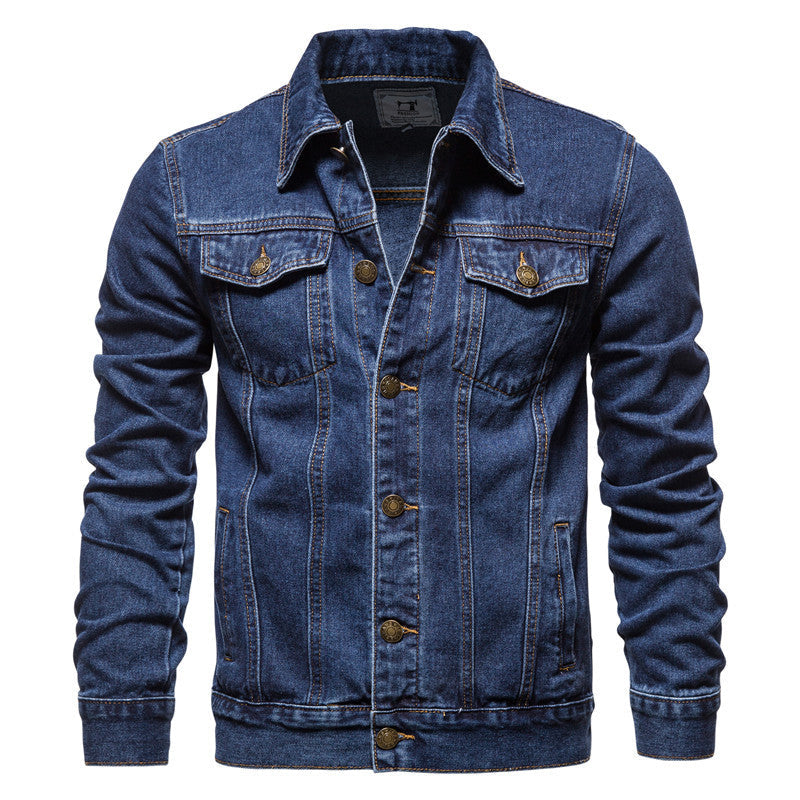 2026 Autumn Winter European Size Trendy Men's Denim Jacket Cotton Fashion Casual Slim Fit Men's Coat Trendy Brand