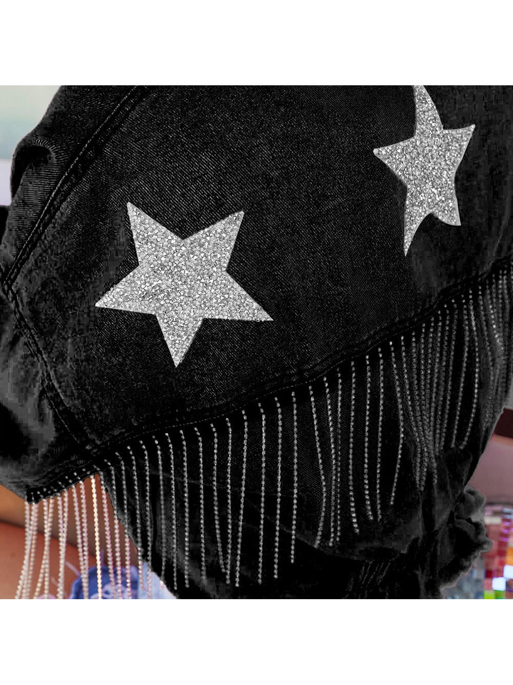 Distressed Raw Hem Dropped Shoulder Denim Jacket