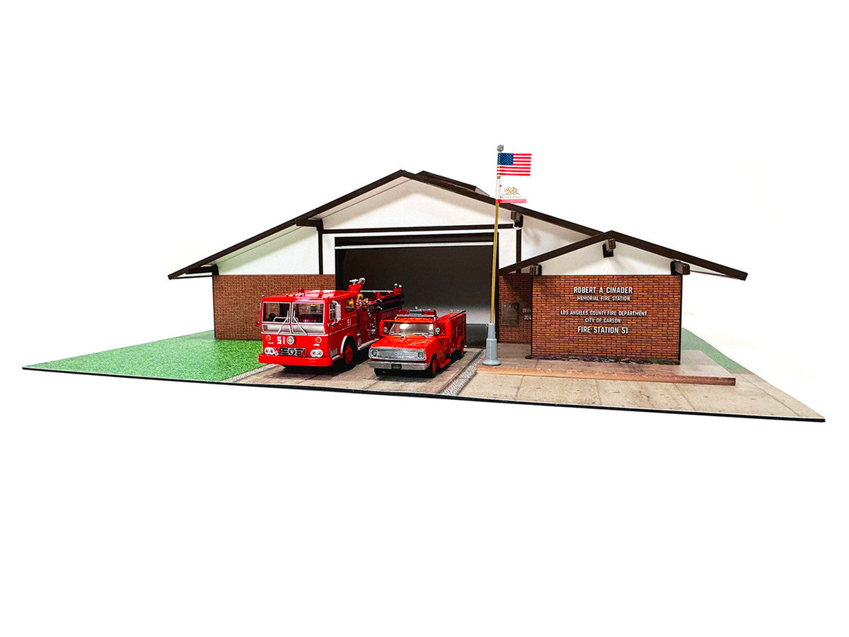 Los Angeles County Fire Department Fire Station 51 Diorama EZ Assembly Kit "Emergency!" Series 1/50 Model by Iconic Replicas