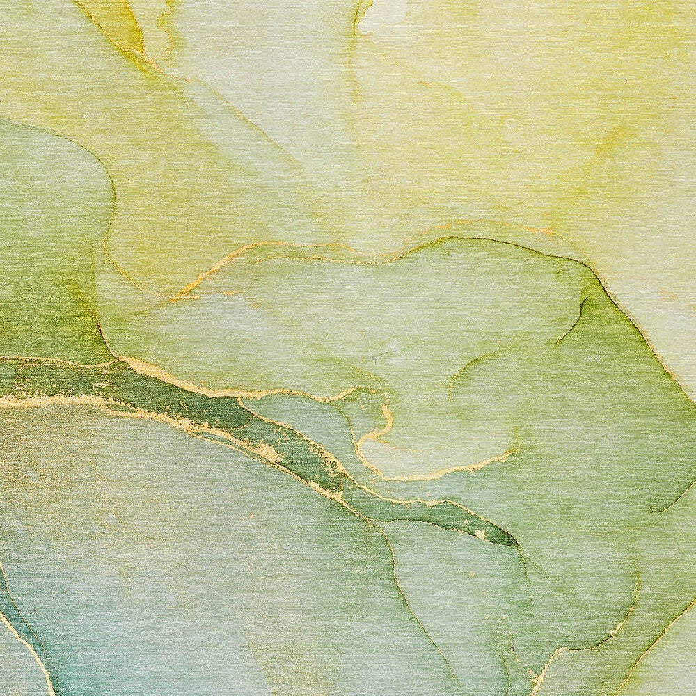 3' X 5' Green Abstract Washable Non Skid Indoor Outdoor Area Rug