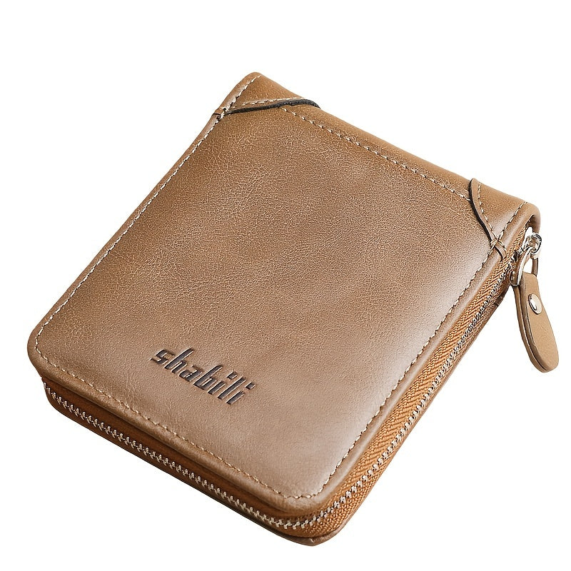 Fashionable Men's Wallet, Short Casual, Retro Zipper Youth European And American Fashion Wallet, Large Capacity, Super Practical