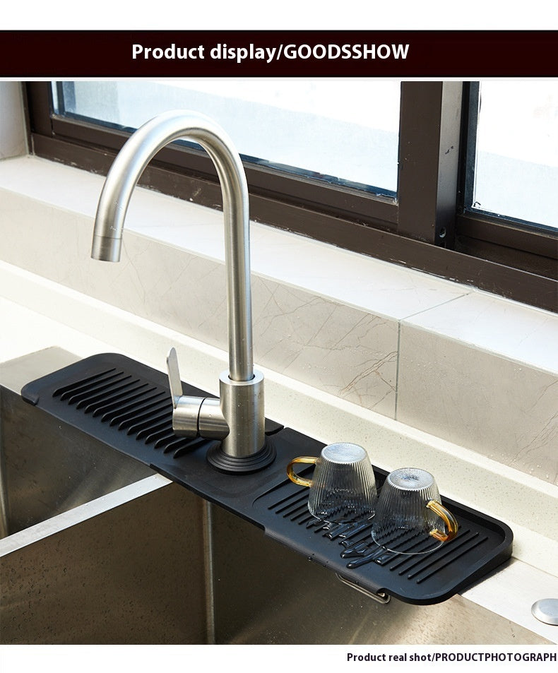Silicone Faucet Splash-proof Pad Bathroom Kitchen Pad Splash-proof Water Draining Pad Faucet Bottom Large Thickened