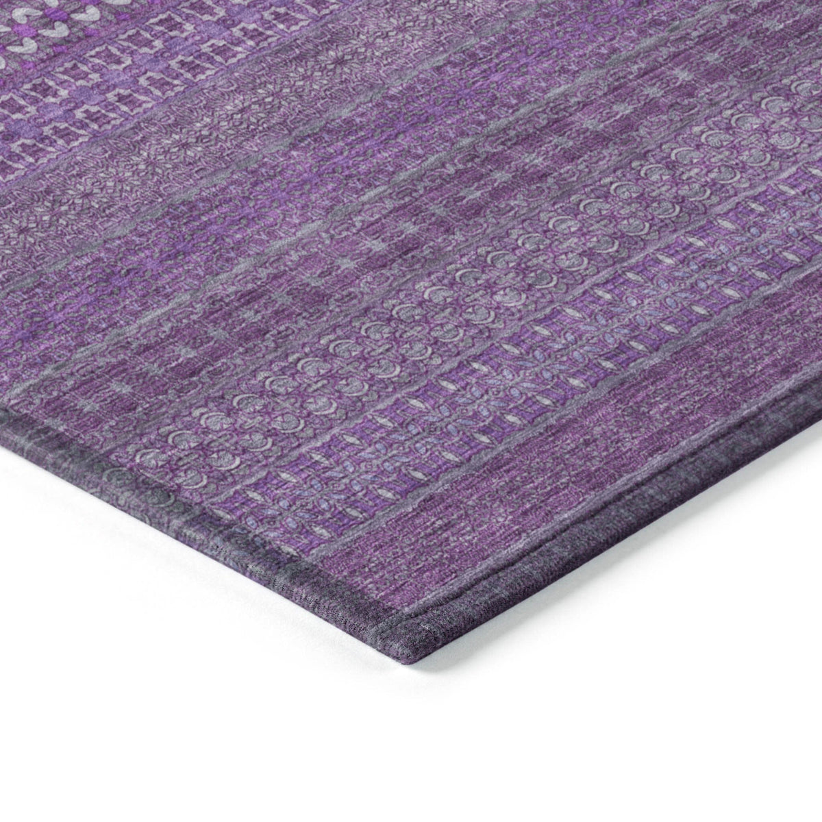 3' X 5' Eggplant Striped Washable Non Skid Indoor Outdoor Area Rug