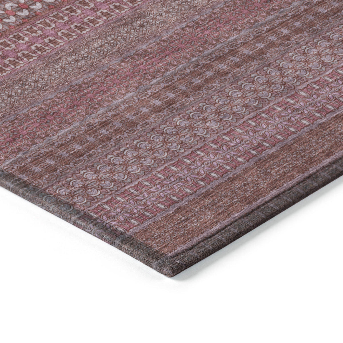 3' X 5' Merlot Striped Washable Non Skid Indoor Outdoor Area Rug