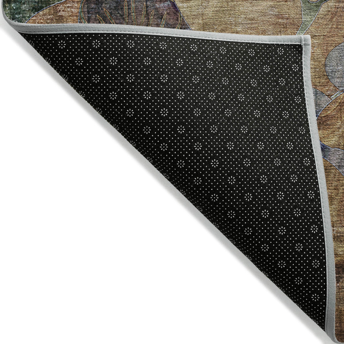 3' X 5' Beige and Blue Abstract Washable Indoor Outdoor Area Rug