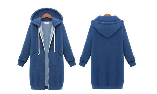 Hooded Long-sleeved Winter Sweater Women's Jacket In A Long Thick Shirt