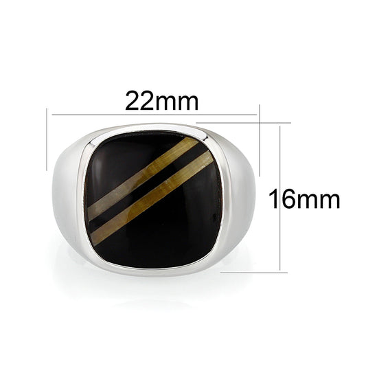 LO5M019- Brass Ring with Epoxy in Jet Rhodium Plated