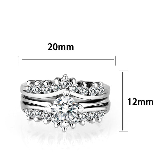 LO5S076- Sterling Silver Ring with CZ In Clear High Polished( NO Plating)