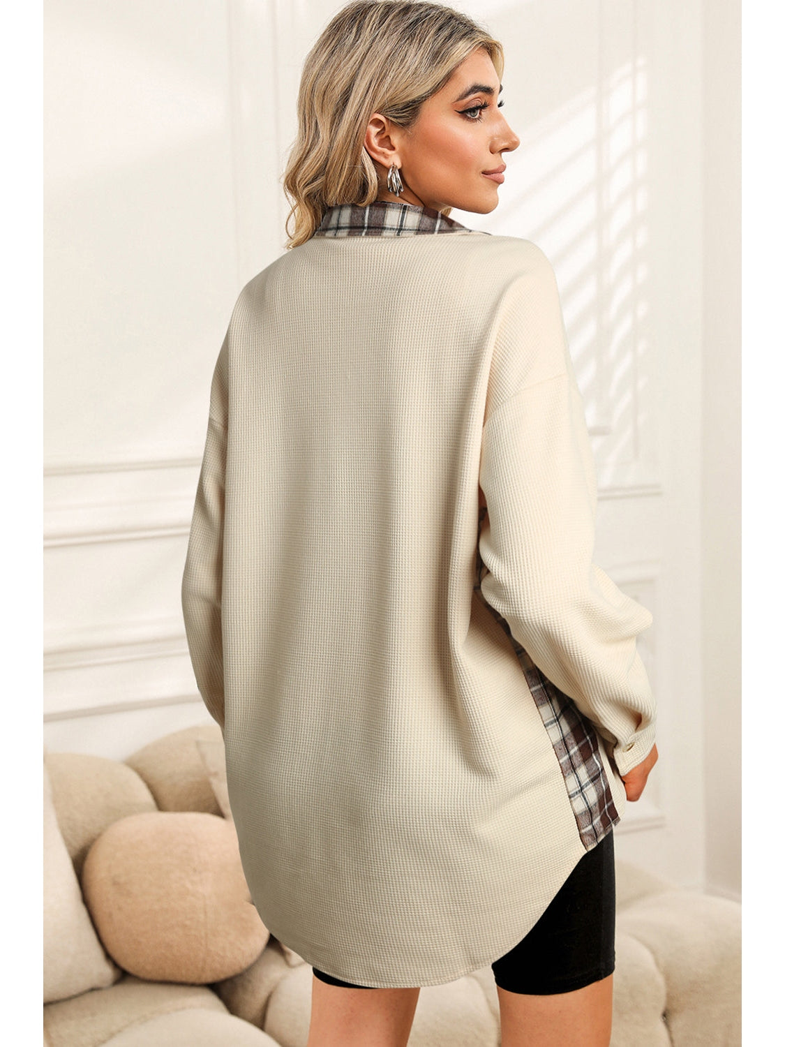 Plaid Button Down Collared Jacket