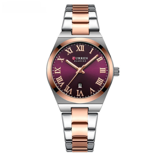 Women's Fashion Calendar Women's Watch Casual Steel Belt