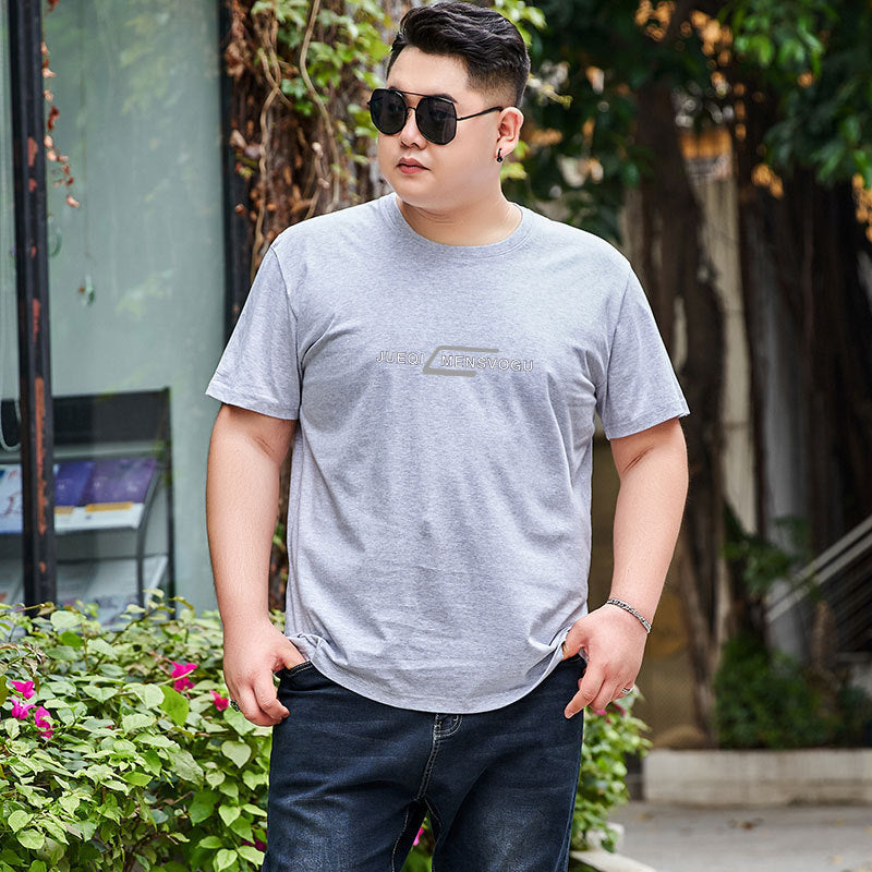 Plus-sized Plus Size Cotton Round Neck Short Sleeve Men's T-shirt