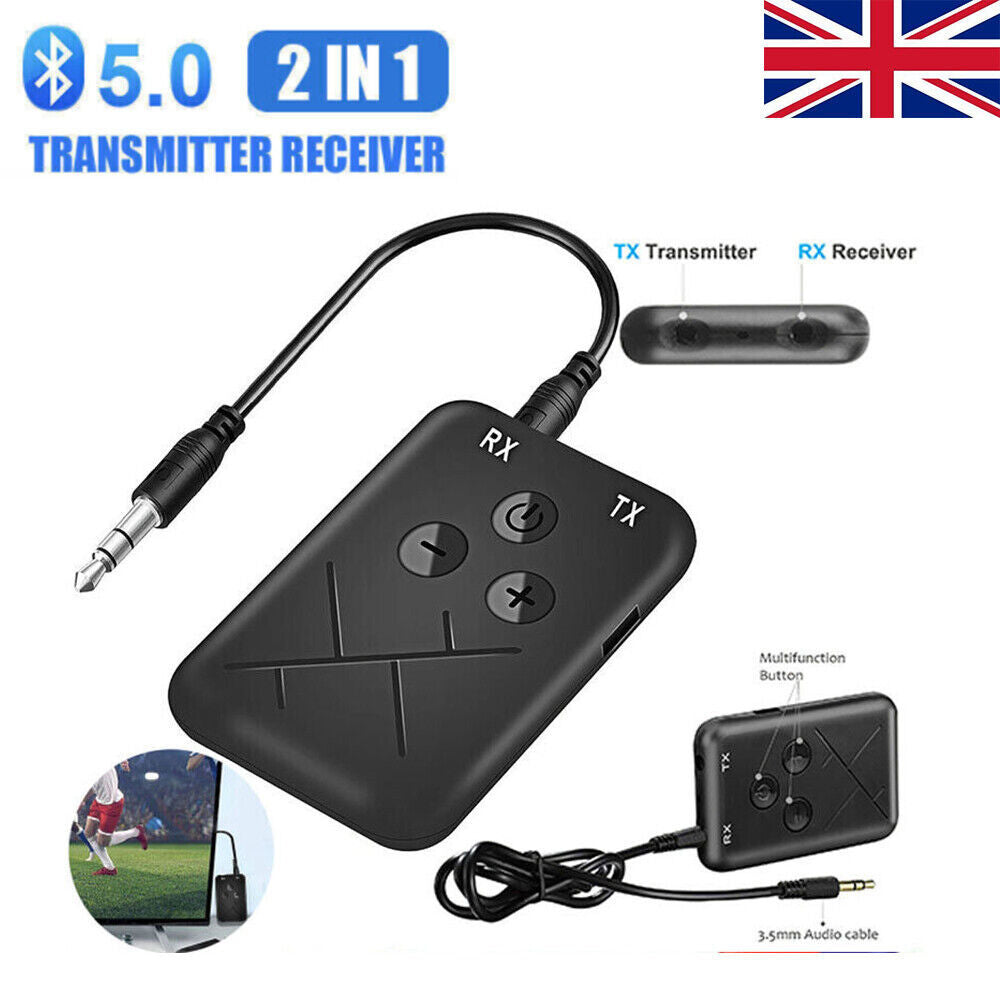 Wireless 2-in-1 Bluetooth 5.0 Receiver Transmitter Adapter Audio 3.5mm Jack Aux