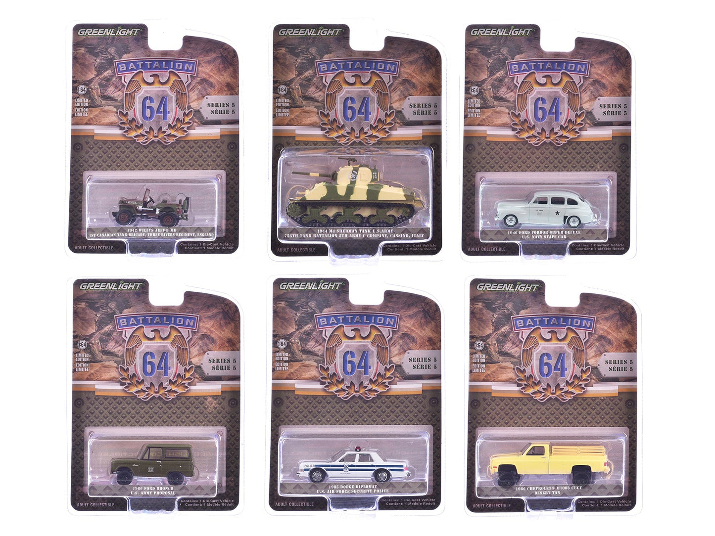 "Battalion 64" Series 5 Set of 6 pieces 1/64 Diecast Models by Greenlight