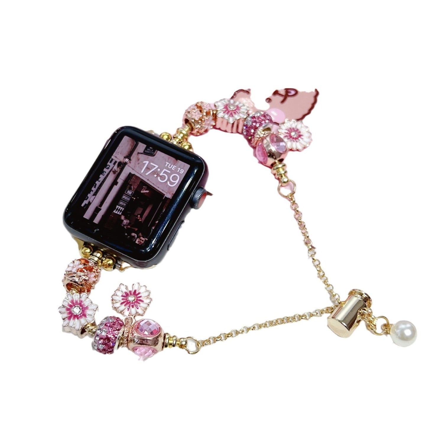 Watch With Red Flower Geometry