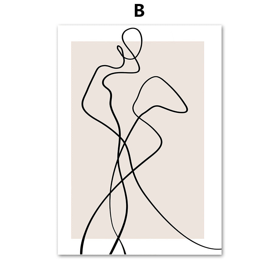 Abstract Female Wall Art Canvas Floral Line Drawing Nordic Poster