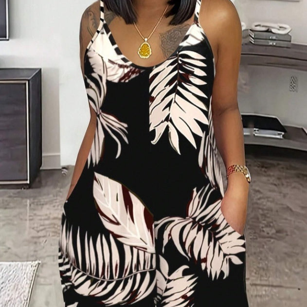 Women Casual All-Over Floral Print Sleeveless Jumpsuit
