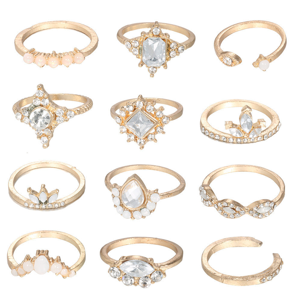 Women's Vintage Water Drop Diamond Ring Suit