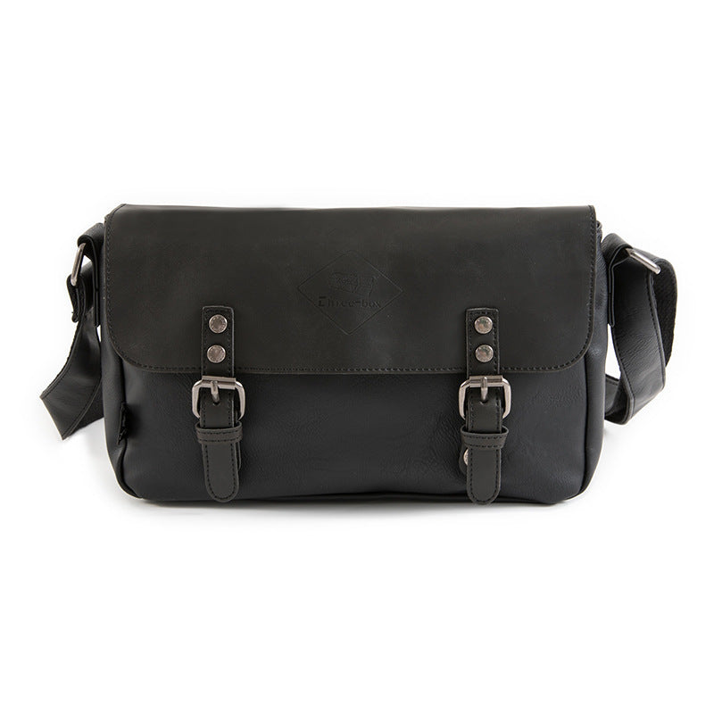 Korean Men's PU Leather Retro Flip Literary Shoulder Bag