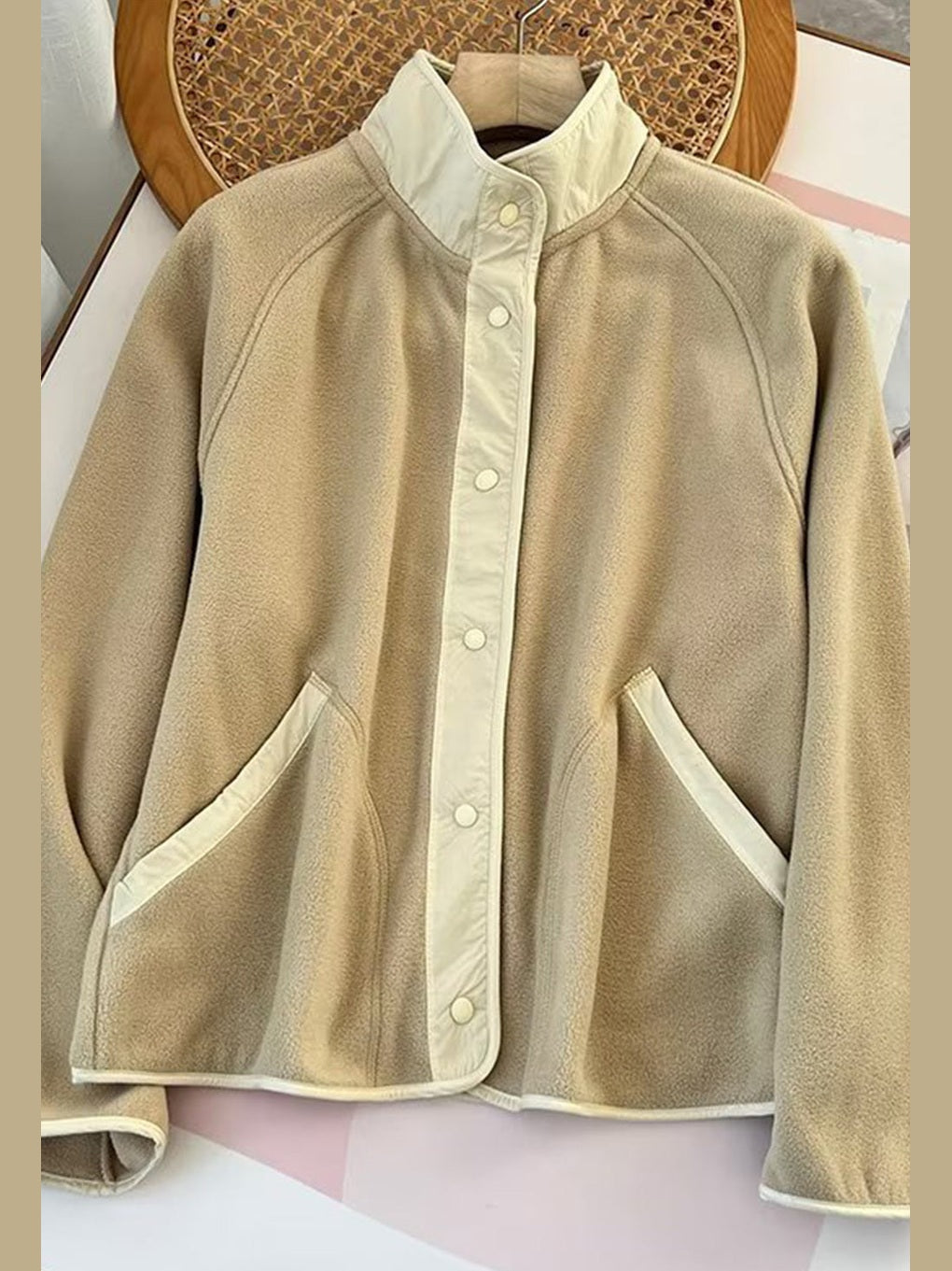 Women Double Take Snap Down Raglan Sleeve Jacket with Pockets