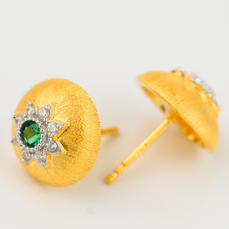 Vintage Court Elegant Round Brushed Earrings