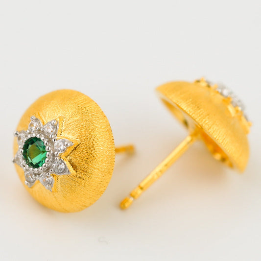 Vintage Court Elegant Round Brushed Earrings