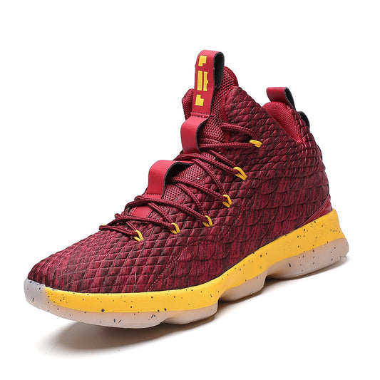 Shock-absorbing large size basketball shoes high to help outdoor sports shoes