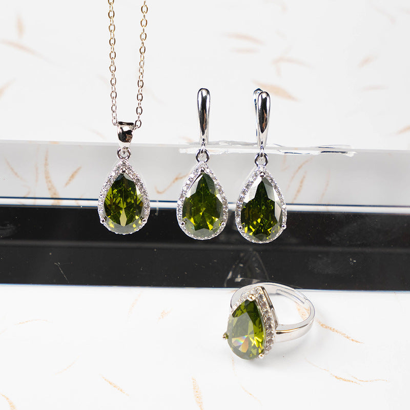 Drop-shaped Zircon Non-fading Ornament Three-piece Set