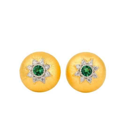 Vintage Court Elegant Round Brushed Earrings