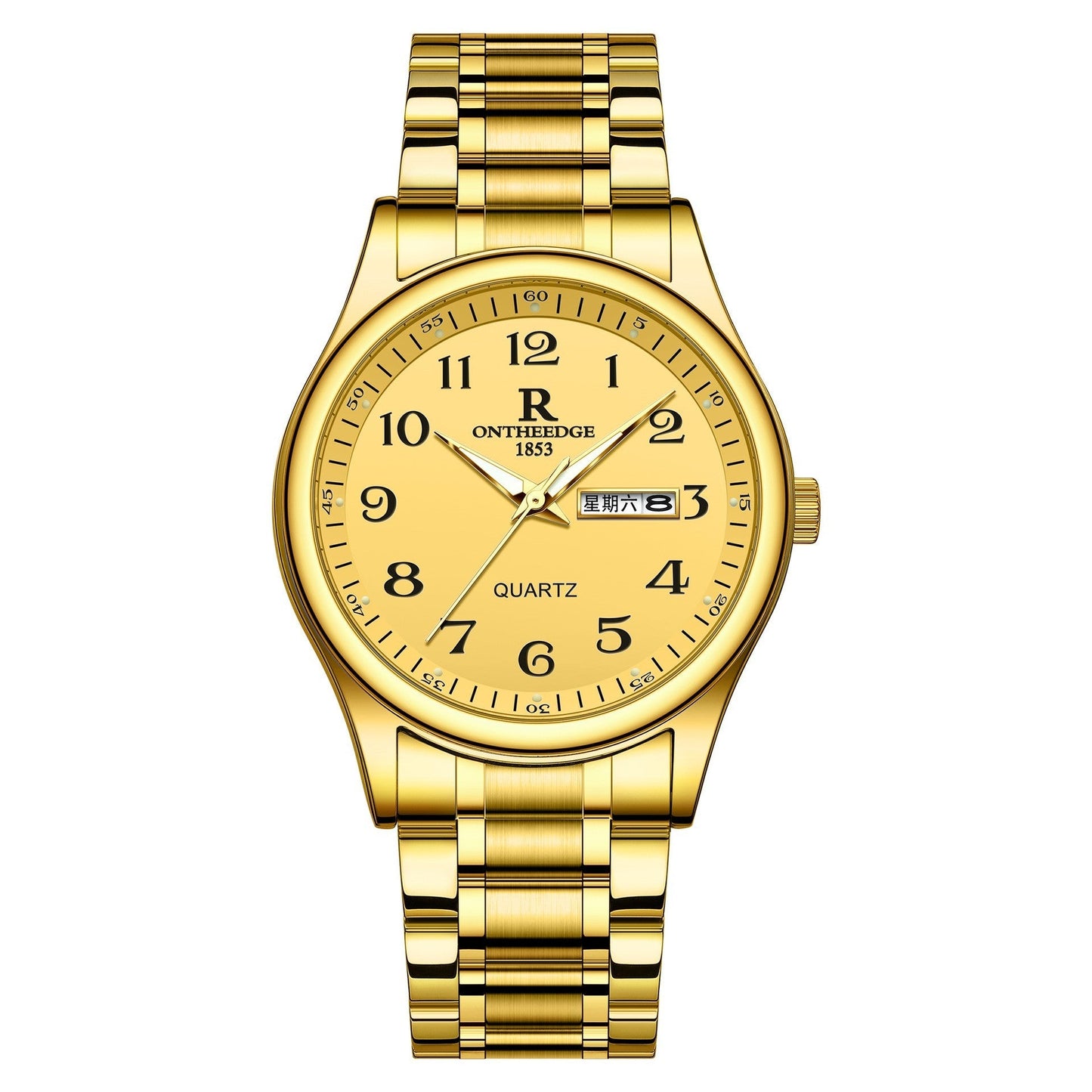 All-steel Double Calendar Middle-aged And Elderly Men's Watch