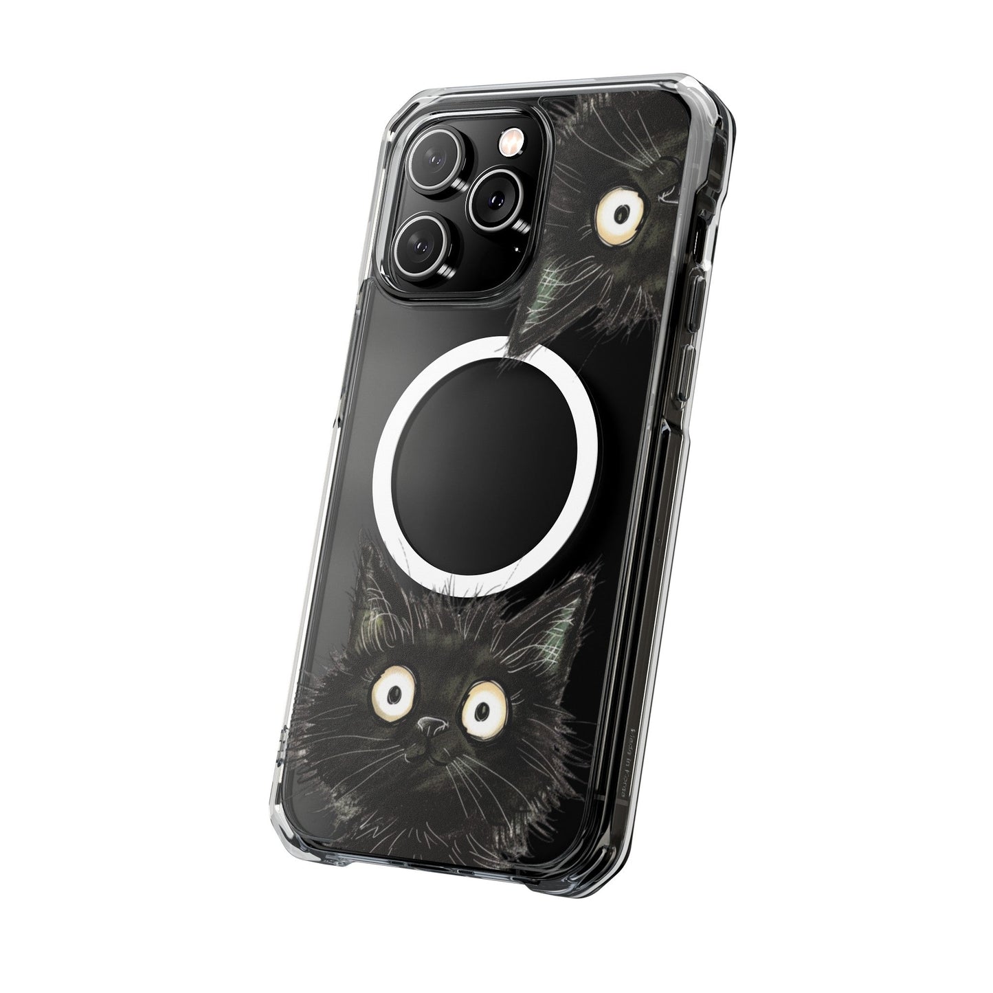 Curious Black Cat Magnetic Clear Case for iPhone Series
