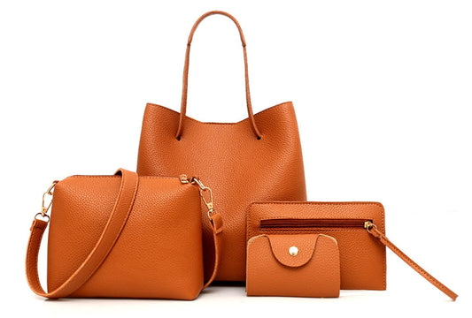 Fashionable Solid Color Mother-Daughter Bag Set (4 Pieces)